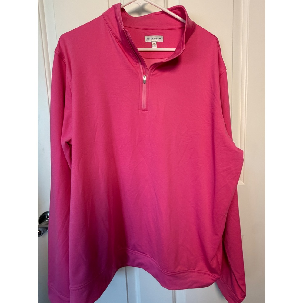 Peter Millar Crown Sport Pink Quarter Zip Pullover Long Sleeve Mock Neck XL